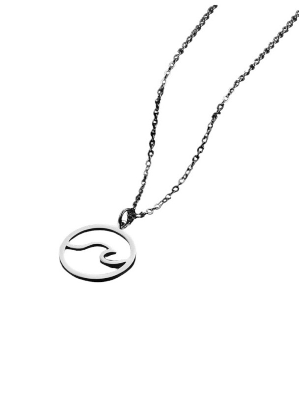 Ocean Wave Round Circle Beach Pendant Silver Chain Necklace New